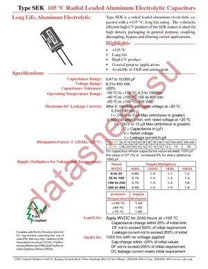 SEK221M025ST-PB datasheet  